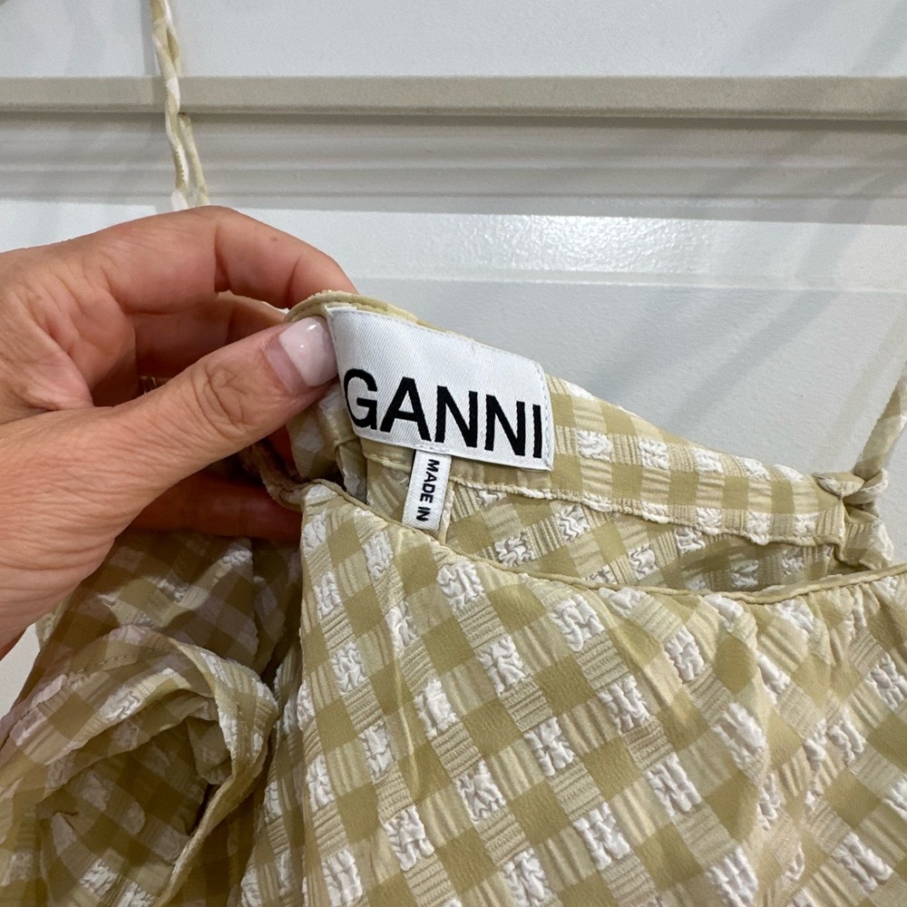 NWOT Ganni gingham seersucker mini dress - Picture 9 of 9